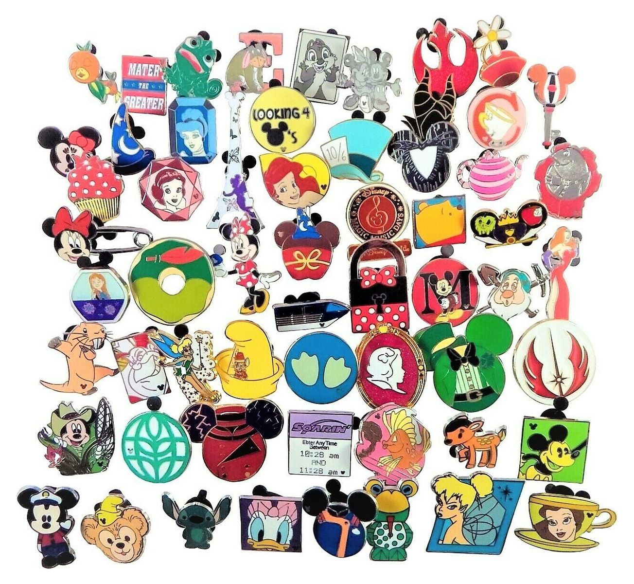 Disney Trading Pins 100 Set - Assorted Pin Lot with Mouse for Pin Book and  No Doubles 100% Tradeable